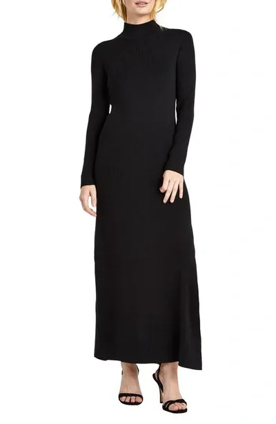 Splendid Tamara Long Sleeve Maxi Sweater Dress In Black