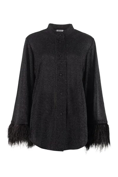 Oseree Oséree Lumière Plumage Metallic Shirt In Black