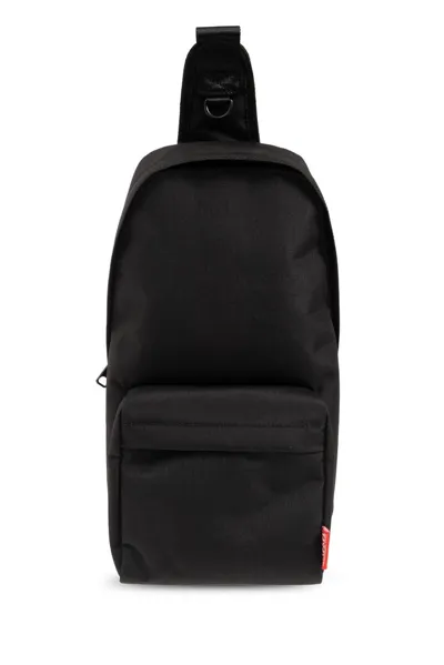 Diesel Logo Detailed Zipped Shoulder Backpack In Black