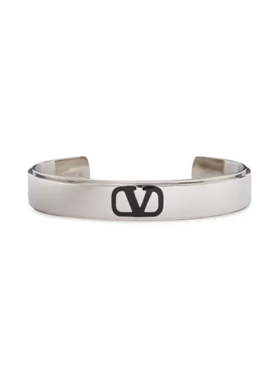 Valentino Garavani Men's Vlogo Signature Metal And Enamel Cuff In White Black