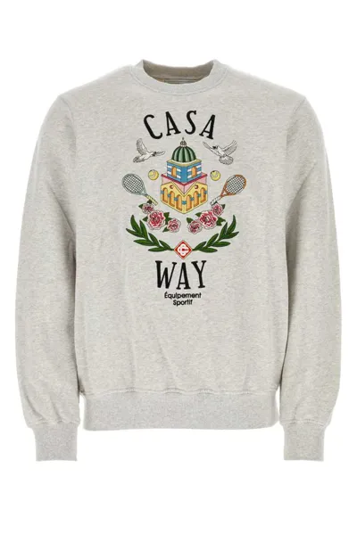 Casablanca Casa Way Embroidered Crewneck Sweatshirt In Grey