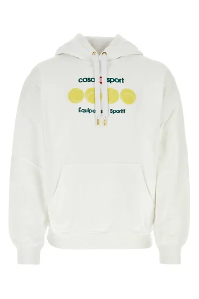 Casablanca Casa Sport Tennis Balls Drawstring Hoodie In White