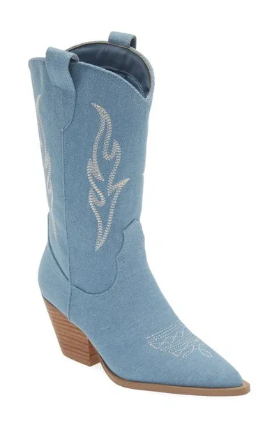 Billini Asha Western Boot In Blue Denim