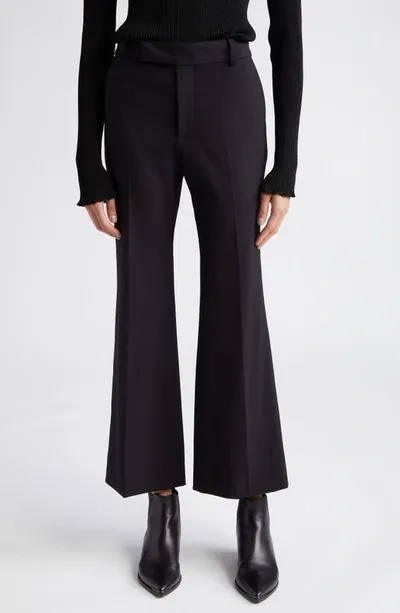 Proenza Schouler Marlene Tropical Wool Kick-flare Pants In Black