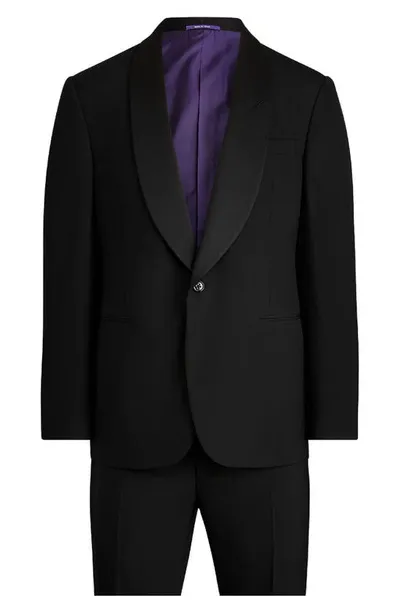 Ralph Lauren Purple Label Men's Gregory Barathea Wool Shawl Tuxedo In Black