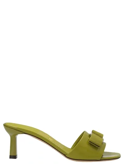 Ferragamo Glo Mules In Green