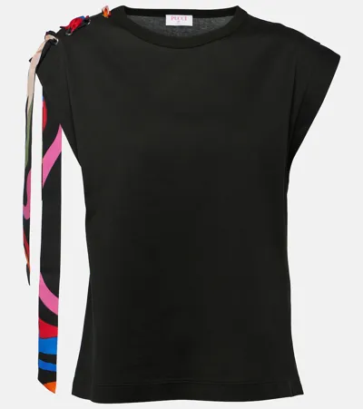 Pucci Iride-print Cotton Top In Black