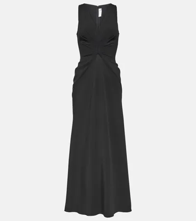 Victoria Beckham Gathered Asymmetric Maxi Dress In Black