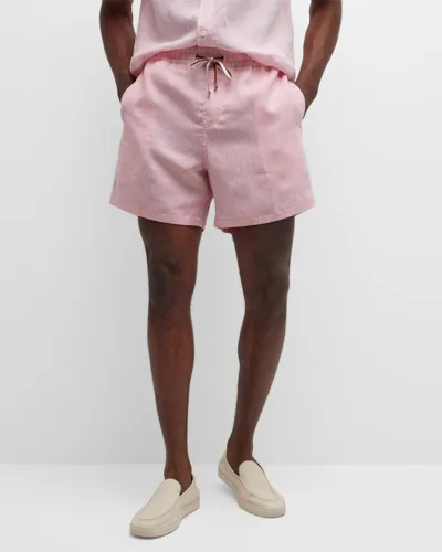 Loro Piana Bay Linen Bermuda Shorts In Pink