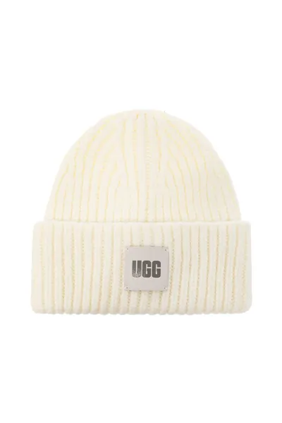 Ugg Logo Patch Beanie In White