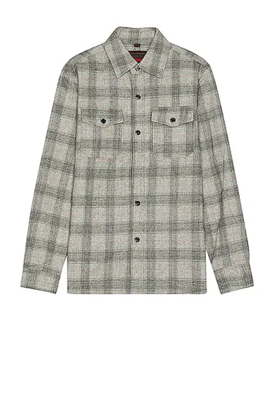 Schott Nyc Plaid Cpo Shirt In Heather Grey