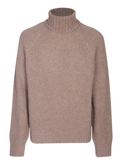 Zegna Boucle Silk Cashmere Sweater In Camel