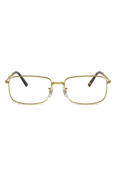 Ray Ban 57mm Rectangular Optical Glasses In Yellow