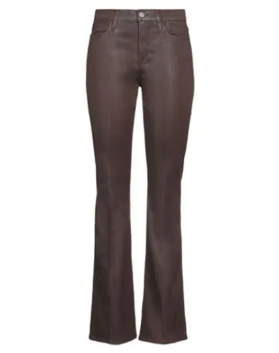 Frame Le Crop Mini Boot Cropped Leather Kick-flare Pants In Brown