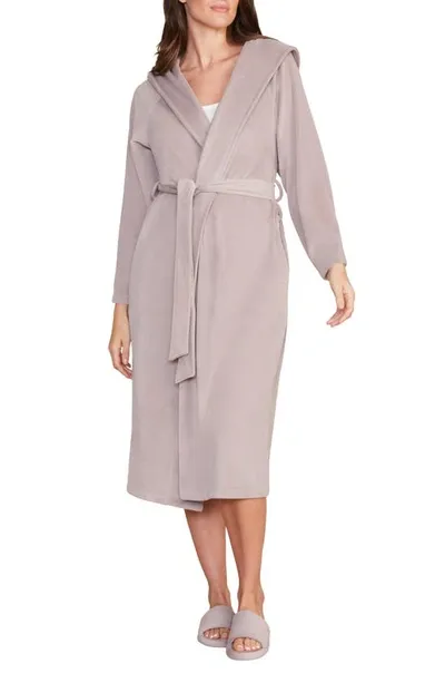 Barefoot Dreams Luxechic Hooded Wrap Robe In Deep Taupe