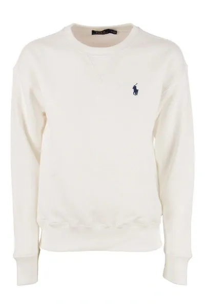 Polo Ralph Lauren Logo Embroidered Crewneck Sweatshirt In White