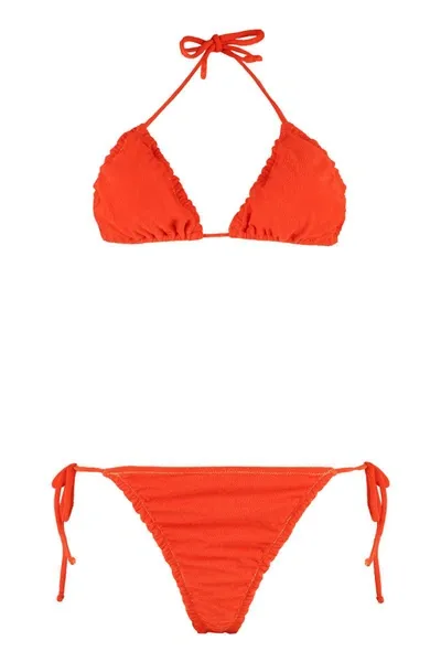 Reina Olga Susan Terry Triangle Bikini Top In Orange