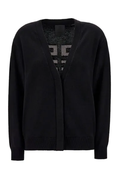 Givenchy Givench Logo Intarsia Cardigan In Black