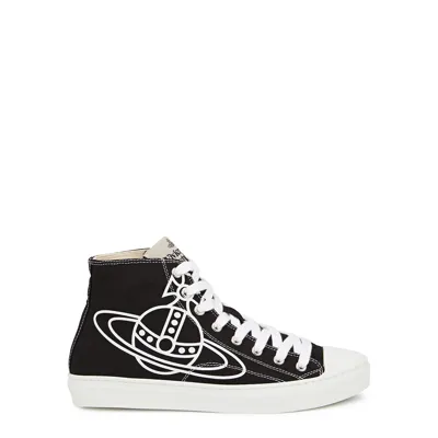 Vivienne Westwood Orb-print Canvas High-top Sneakers In Black