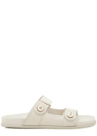 Jimmy Choo Fayence Pearly-button Slide Sandals In Neutral