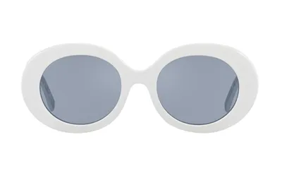 Dolce & Gabbana Logo-embossed Round-frame Sunglasses In White