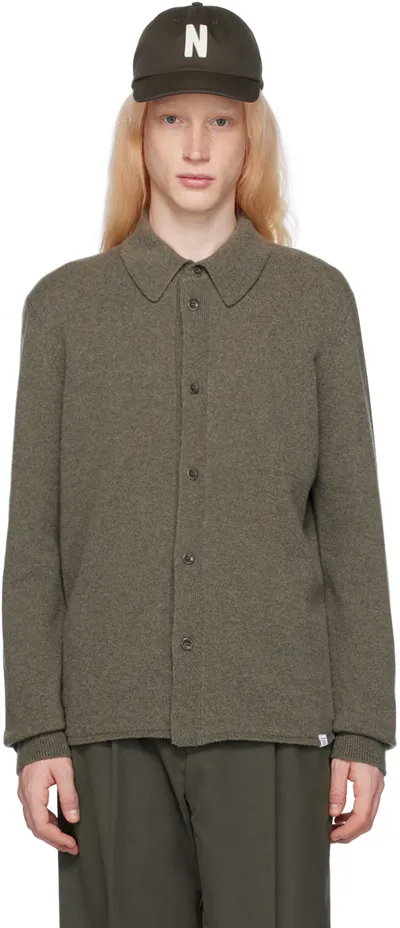 Norse Projects Martin Wool Cardigan In Khaki