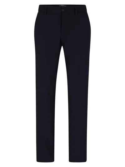 Hugo Boss Slim-fit Trousers In Micro-pattern Performance-stretch Fabric In Dark Blue