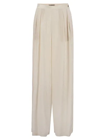 Fabiana Filippi Viscose Velvet Loose Trousers In White