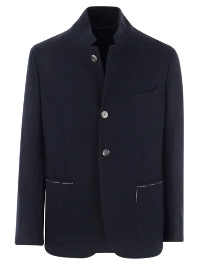 Fedeli Night Blue Short Coat With Buttons