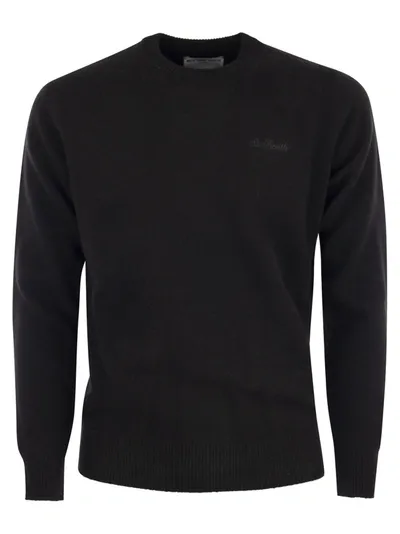 Mc2 Saint Barth Crew-neck Jumper In Wool In Night Blue