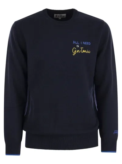 Mc2 Saint Barth Need Gin Wool And Cashmere Blend Jumper In Blue