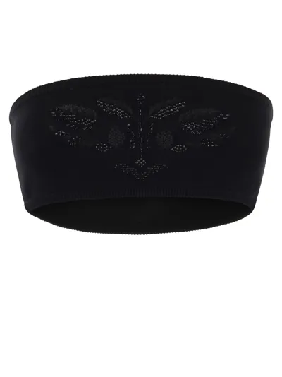 Max Mara Embroidered Lingerie Top In Black