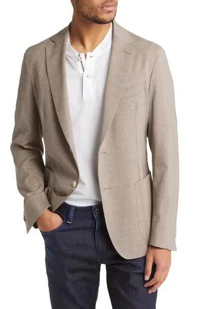 Hugo Boss Men's Slim-fit Jacket In Micro-patterned Virgin Wool In Beige