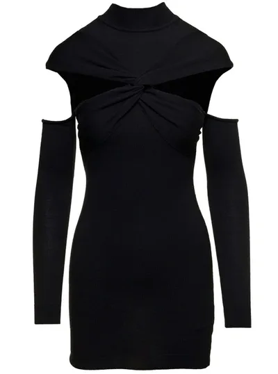 Coperni Twisted Cut-out Knit Dress In Black