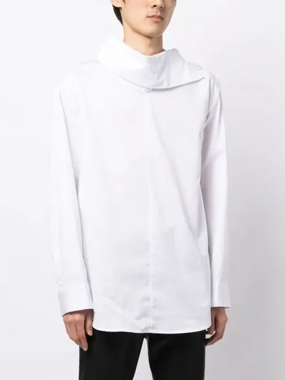 System Oversized-pointed Collar Cotton Shirt In White