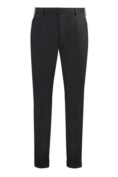 Pt01 Pantaloni Torino Virgin Wool Trousers In Black