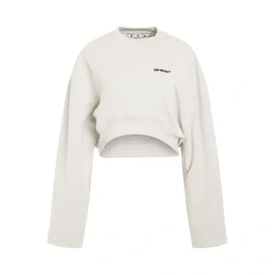 Off-white Logo-embroidered Cropped Sweatshirt In White