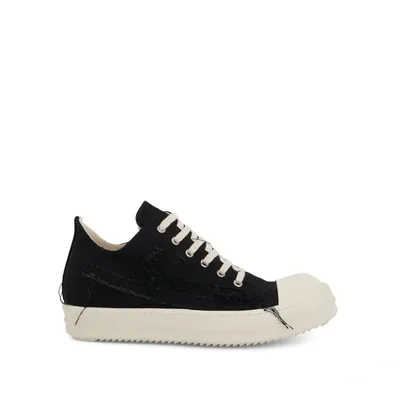 Rick Owens Drkshdw Denim Slashed Low Sneaker In Black