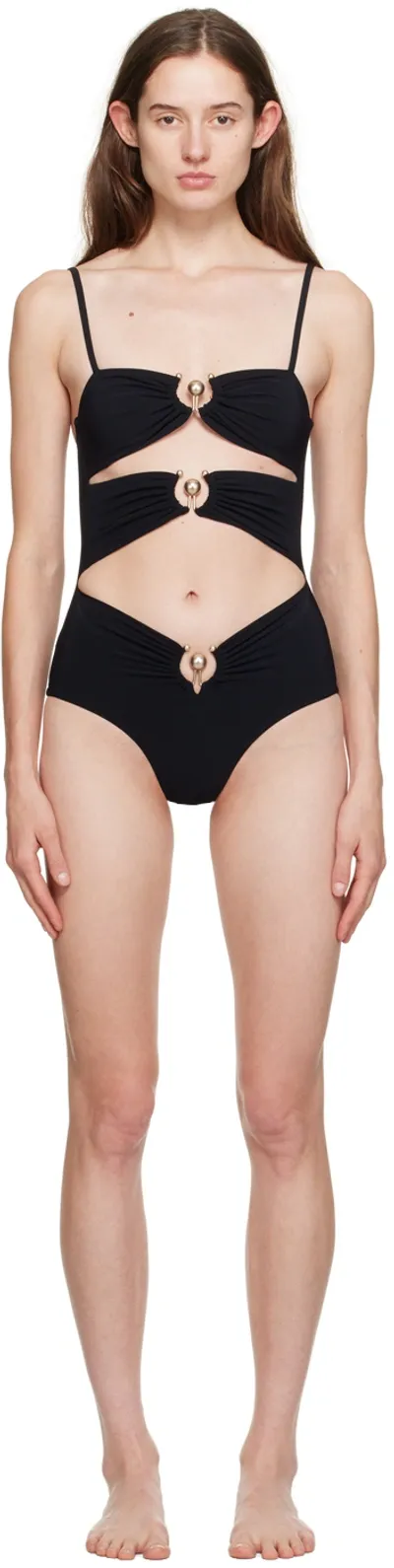 Christopher Esber Pierced Orbit Swimsuit In Black