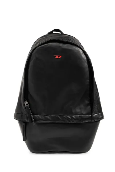 Diesel Rave Logo-plaque Backpack In Black