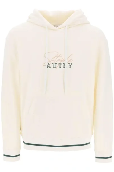 Autry Logo-embroidered Drawstring Hoodie In White