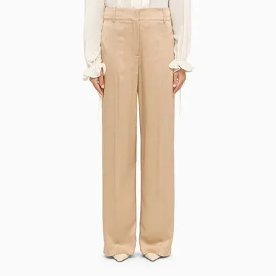 Burberry Ekd Wide-leg Silk Trousers In Cream