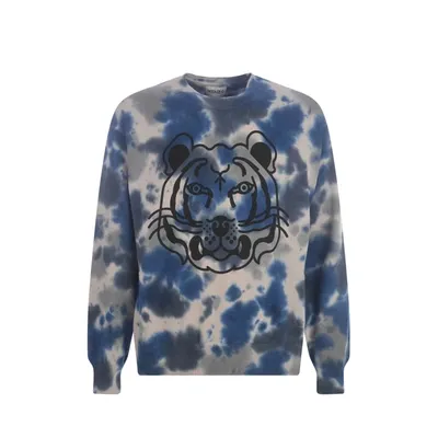 Kenzo Cotton Printed Sweater In Blue