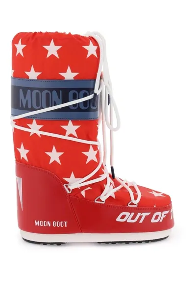 Moon Boot Icon Retrobiker Star-print Boots In White