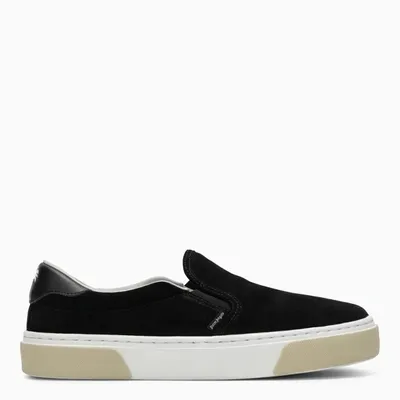 Palm Angels Palm Slip On Suede Sandals In Black