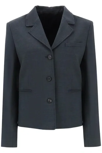 Totême Single-breasted Crepe Jacket In Gray