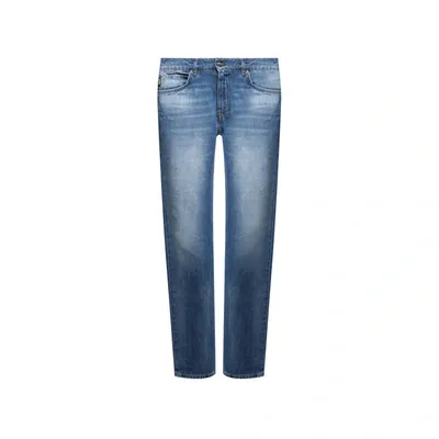 Versace Cotton Logo Denim Jeans In Blue