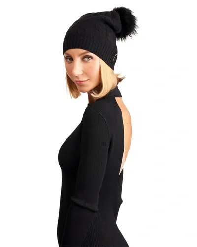 Gorski Cashmere Knit Toscana Lamb Pom Beanie In Black