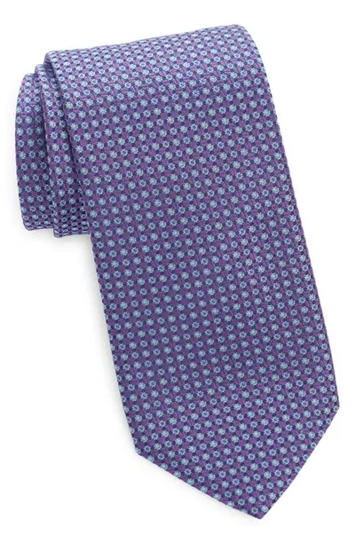 Canali Neat Floral Jacquard Silk Tie In Purple