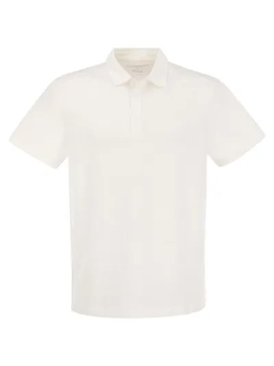 Majestic Linen Polo Shirt With Buttons In White